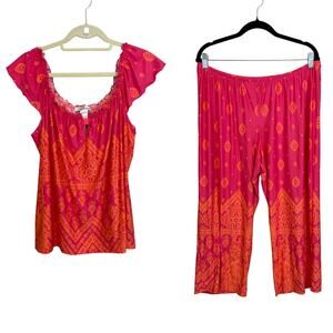 Linea Donatella Top Pants Orange Large